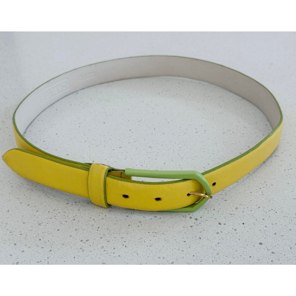 Mondani Soft Green Leather Tote and complimentary color Yellow Belt - Picture 5 of 7